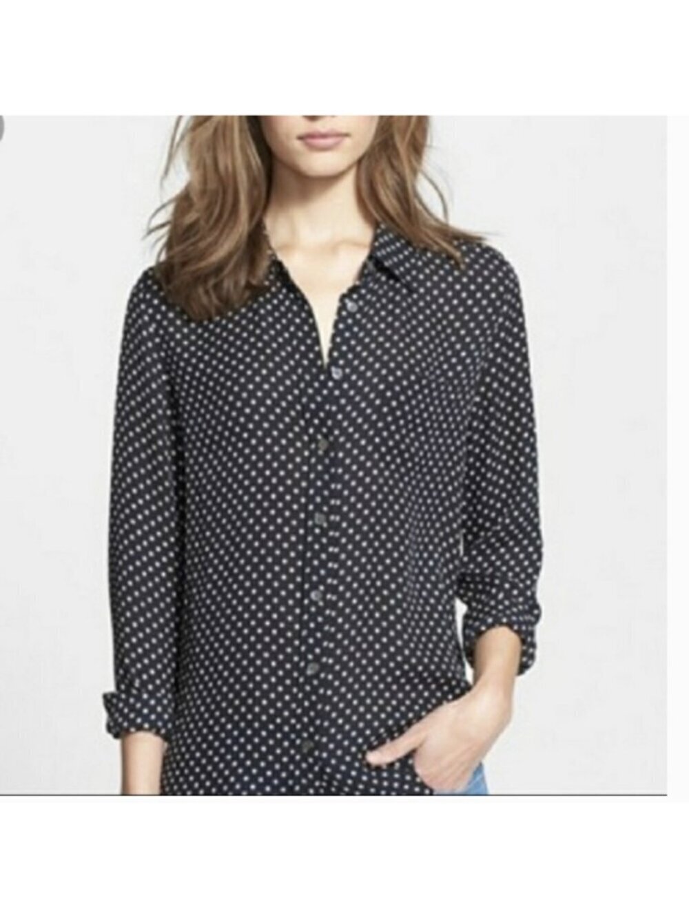 Equipment Femme Brett Star Print Silk Button Front Blouse Black XS